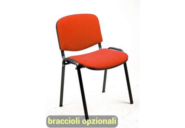 Immagine di Sedia visitatore 4 gambe Unisit Dado D5S acciaio nero - rivestimento ignifugo rosso - Conf. 4 pezzi