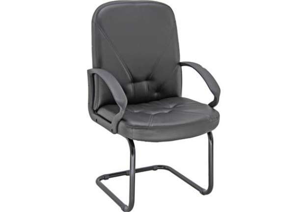 Immagine di Poltrona visitatore su slitta Unisit Dante DNV Eco Smart - rivestimento ecopelle nero - DNV/KN