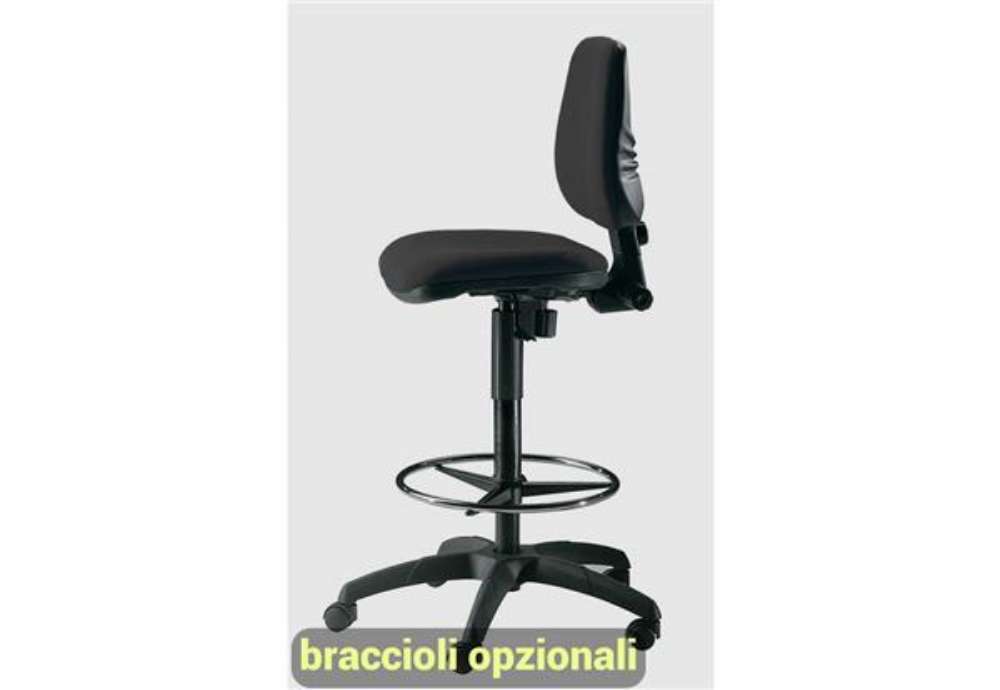 Immagine di Sgabello tecnico Unisit Esos EOE1 seduta alta - poggiapiedi telescopico - rivestimento Eco nero - EO