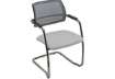 Immagine di Sedia visitatore con slitta Unisit Lithium LTLTN - schienale in rete nero - rivest. Eco grigio chiar