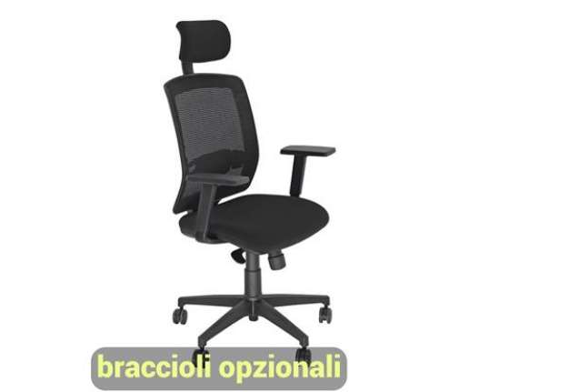 Immagine di Sedia semidirezionale girevole Unisit Molly MLAPG con poggiatesta - schienale rete nero rivest. igni