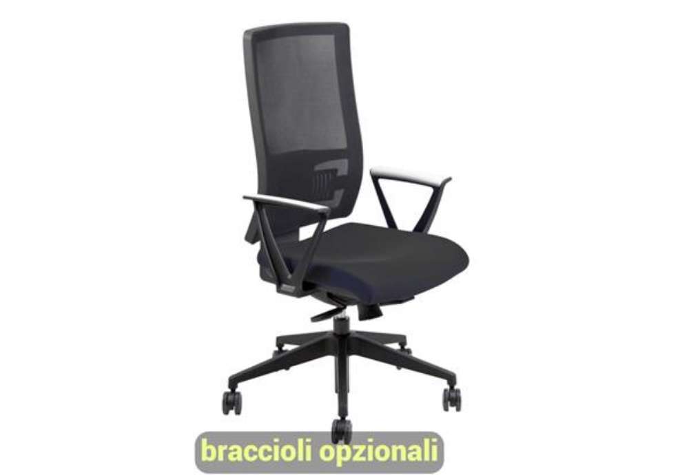 Immagine di Sedia operativa girevole Unisit Nereide NDAE schienale in rete - rivestimento ignifugo nero - NDAE/I