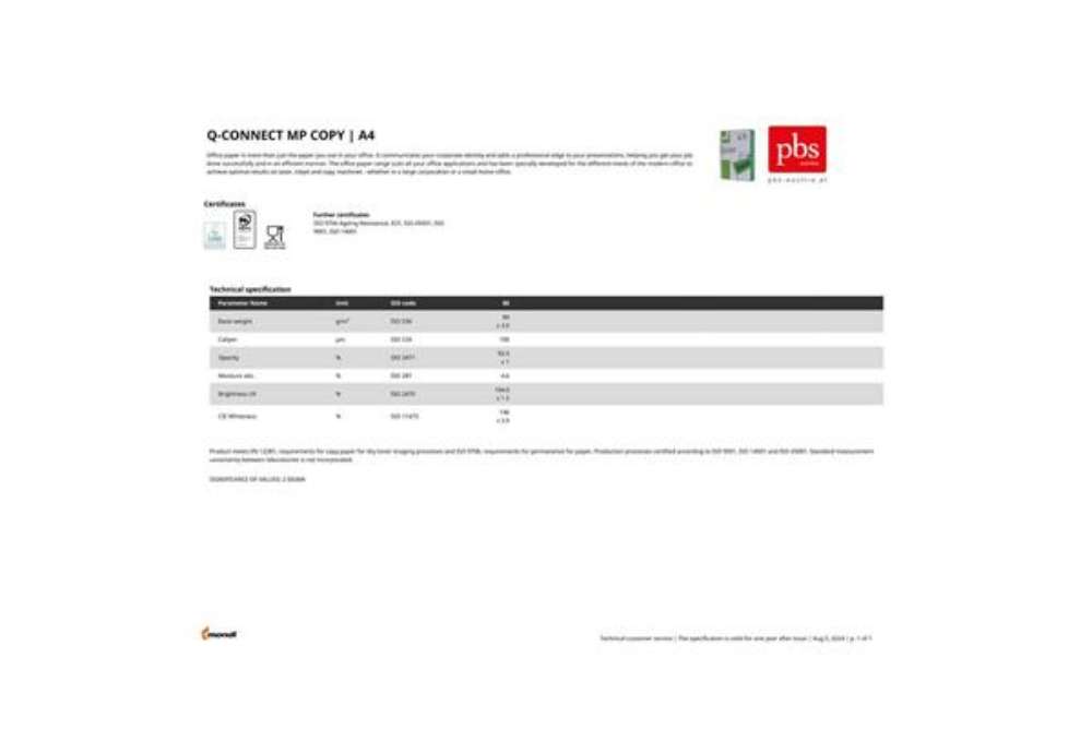 Immagine di Carta per fotocopie A4 Q-Connect 80 g/m² - risma da 500 fogli - KF01087