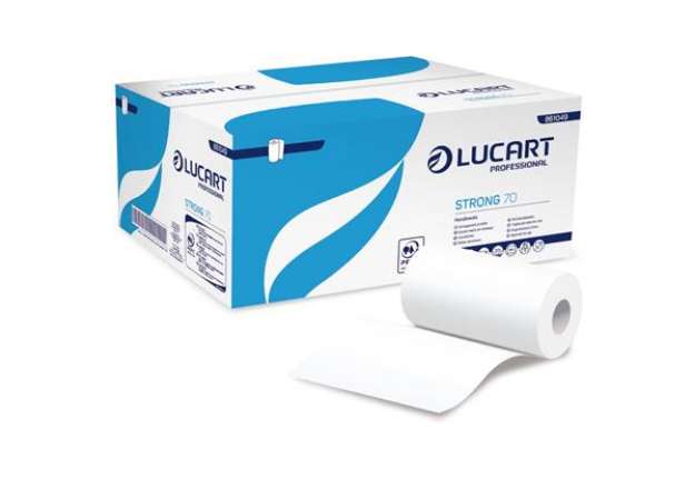 Immagine di Asciugamano Lucart Strong 70 m 2 veli pura cellulosa cartone da 12 rotoli - 861049
