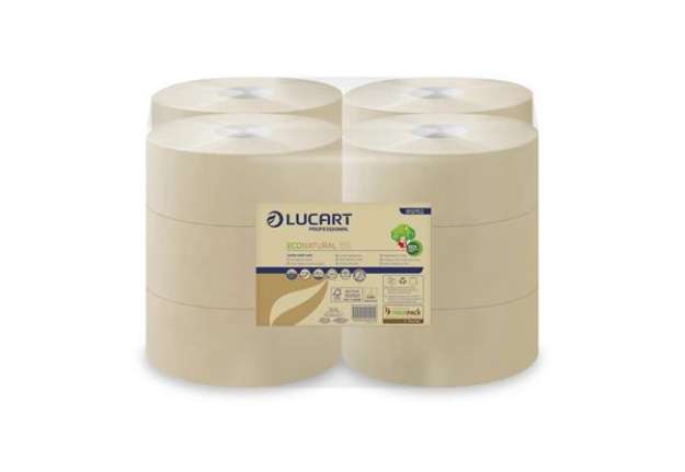 Immagine di Carta igienica Lucart EcoNatural 150 m jumbo 2 veli avana 12 rotoli da 405 strappi - 812152P