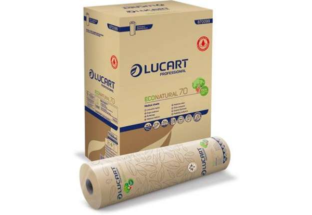 Immagine di Lenzuolino medico Lucart EcoNatural 70 m 2 veli avana 190 strappi - 870099