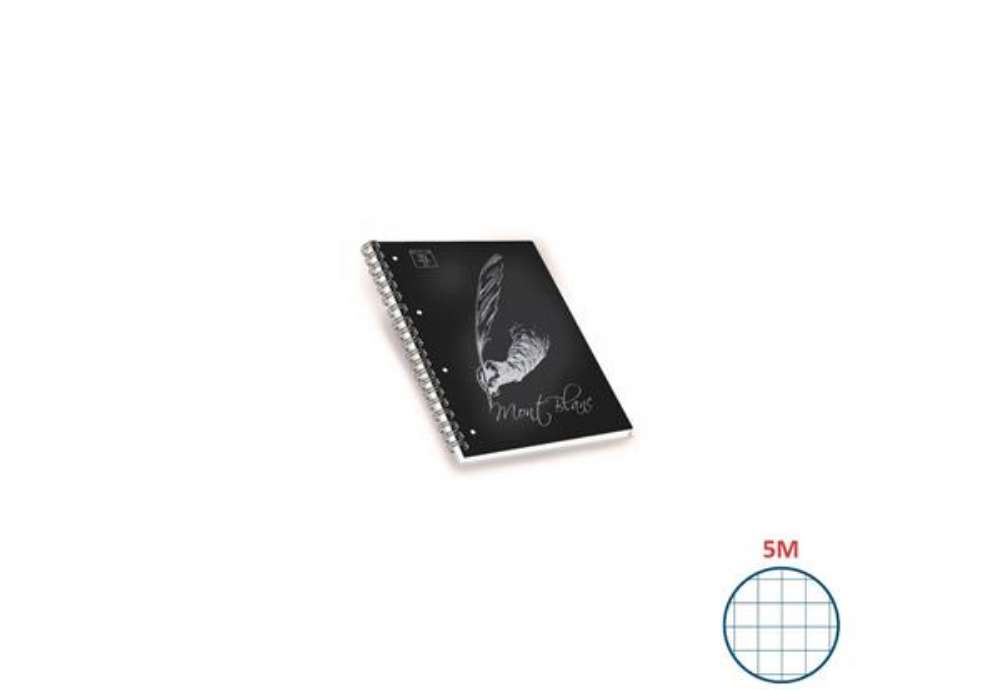 Immagine di Quaderni spiralati A4 Pigna Mont Blanc Soft Touch assortiti - rigatura 5 mm - 100 ff - Conf. 5 pezzi