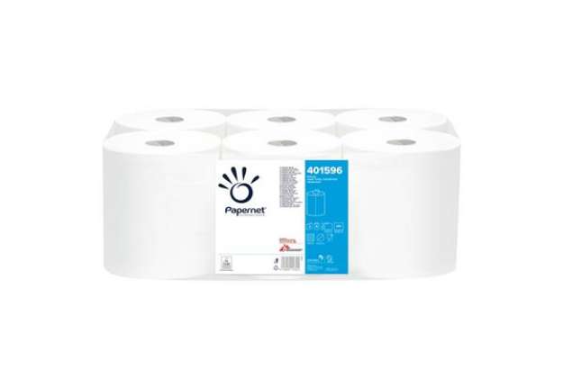 Immagine di Asciugamani in Rotolo a devolgimento Papernet - 450 strappi - 2 veli - 19,7x30,5 cm - Conf. 6 pezzi