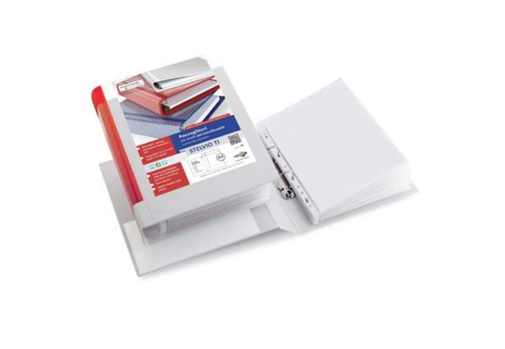 Immagine di Raccoglitore personalizzabile Sei Rota Stelvio TI A4 - 2 anelli D 25 mm - dorso 4 cm bianco 35254601