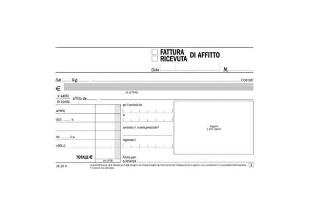 Immagine di Blocco ricevute-fatture di affitto flex 10x16,8 cm - 50x2 copie autoricalcanti DU1612C0000