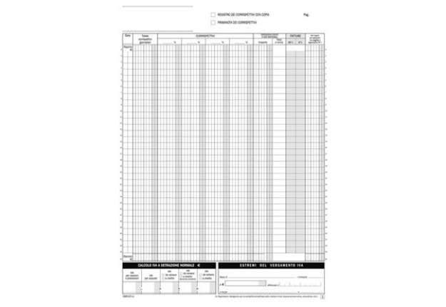 Immagine di Blocco Registro Corrispettivi primanota dettaglianti data ufficio 29,7x21,5 cm 12x2 copie autoricalc