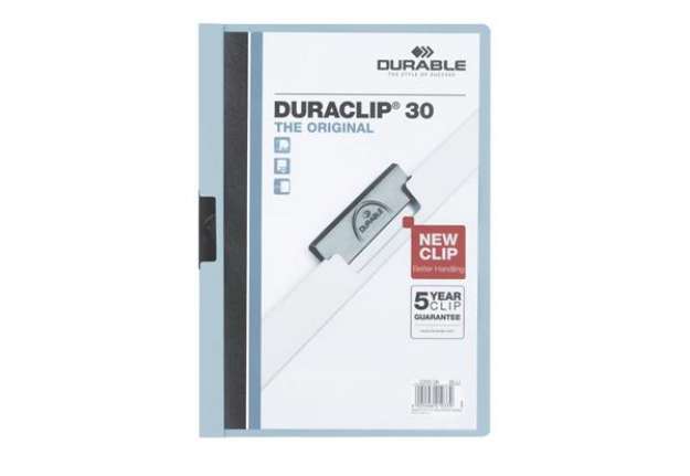 Immagine di Cartellina con clip Durable DURACLIP® A4 - dorso 3 mm - capacità 30 fogli azzurro - 220006