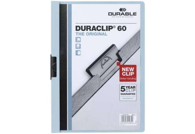 Immagine di Cartellina con clip Durable DURACLIP® A4 - dorso 6 mm - capacità 60 fogli azzurro - 220906