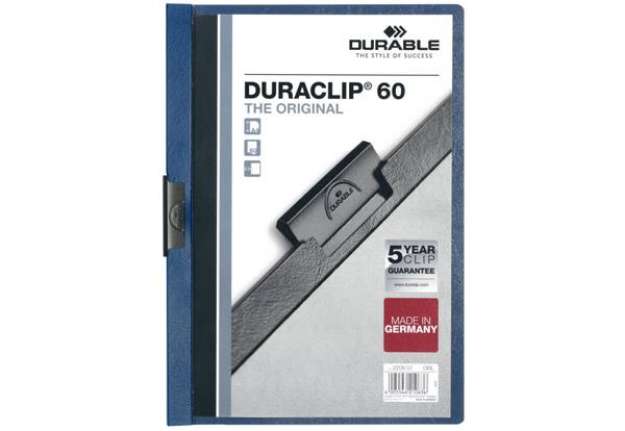 Immagine di Cartellina con clip Durable DURACLIP® A4 - dorso 6 mm - capacità 60 fogli blu - 220907