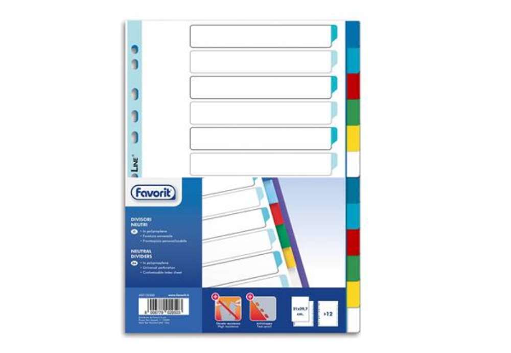 Immagine di Divisore intercalare neutro Favorit 1-12 A4 PPL 400132500