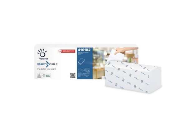 Immagine di Tovaglioli da bar per dispenser Papernet 32x22 cm piega 1/4 - 2 veli bianco 5 fascette da 110 pz - 4