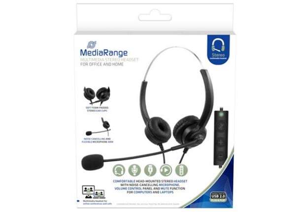 Immagine di Cuffie stereo per PC Media Range con microfono e filo - USB - nero - MROS304