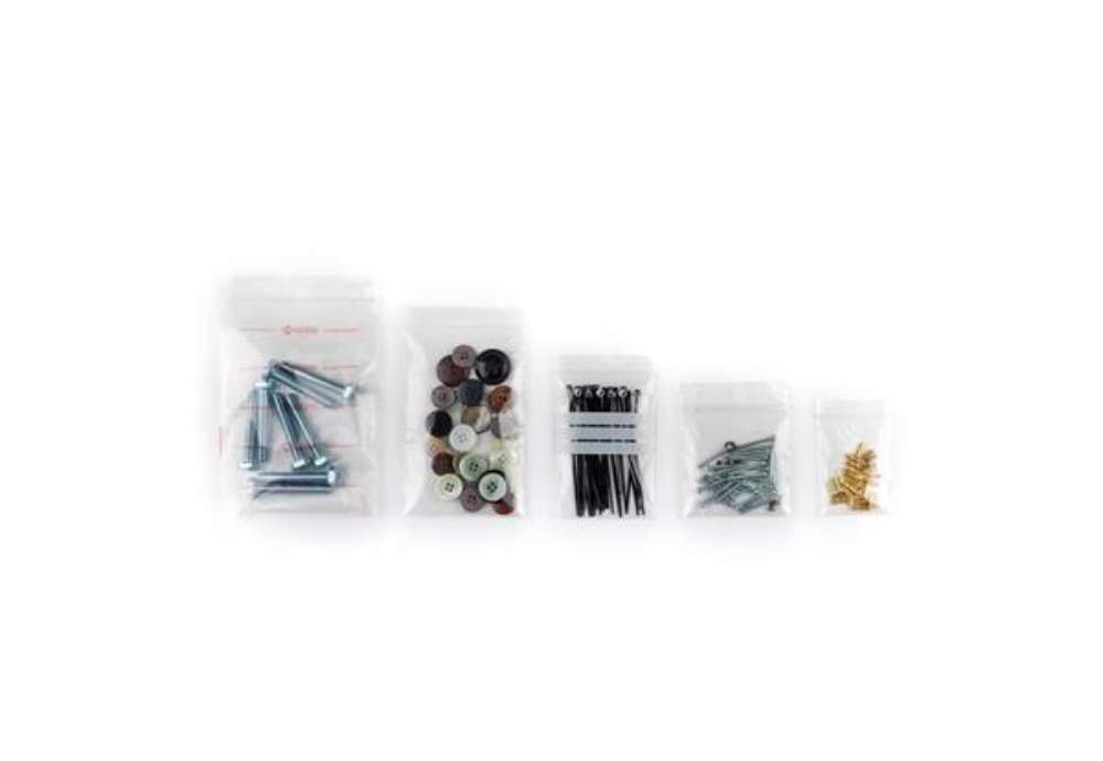 Immagine di Buste Grip trasparenti WeGrip con 3 bande bianche scrivibili f.to 4x6 cm - Conf. 1000 pezzi - TGS406