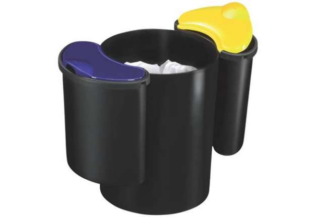 Immagine di Cestino per la raccolta differenziata 3 scomparti Cep Giallo,blu e nero 516