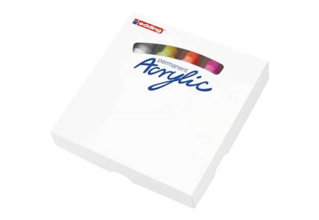 Immagine di Marcatori acrilici tratto grande 5000 - punta scalpello 5-10 mm - Conf. 5 pezzi Edding assortiti neo