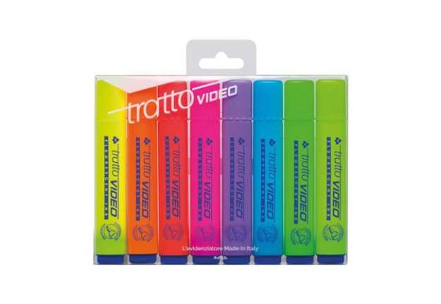 Immagine di Evidenziatori Tratto Video 1-5 mm - assortiti - busta in Pet riciclato da 8 pezzi assortiti - F83210