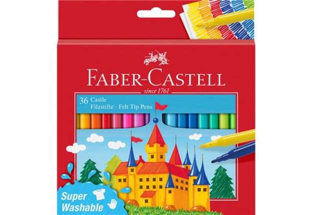 Immagine di Pennarelli Faber-Castell Castello Superlavabili punta fine 3 mm assortiti astuccio in cartone 36 pez