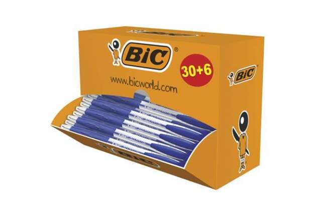 Immagine di Penne a sfera a scatto BIC Atlantis Classic NF M 1 m blu value pack 30+6 - 920286