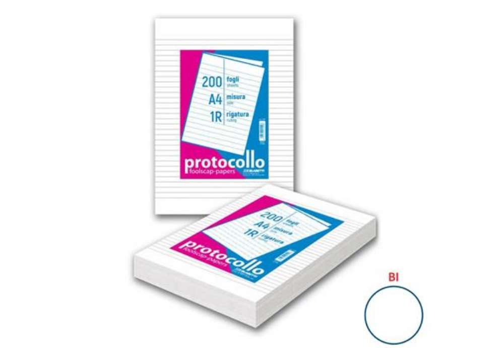 Immagine di Fogli protocollo Blasetti A4 - 60 g/m² - foglio bianco - risma 200 ff - 1286