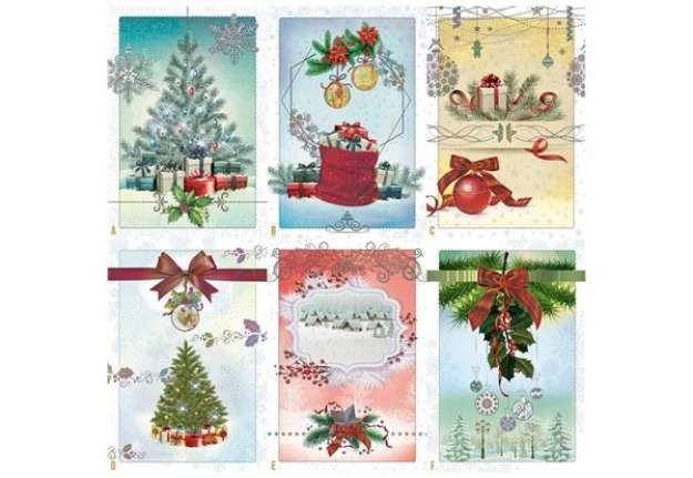 Immagine di Biglietti augurali Natalizi glitterati 12x18 cm - conf. 6 pz Biembi B2X202C61