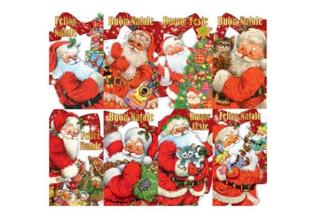 Immagine di Chiudipacco natalizi con filo - soggetto ''Babbo Natale'' - 4,5x8 cm - conf. 12 pezzi Biembi - BAP20