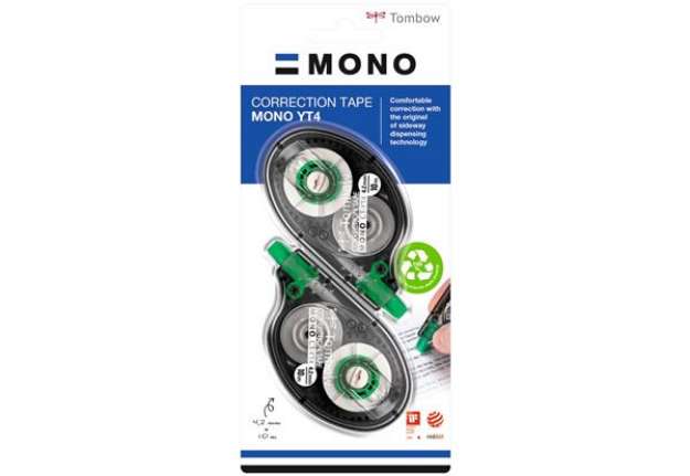 Immagine di Correttore a nastro Tombow Mono Easy Write Tape - 4,2 mm x 10 m - blister 2 pz - PCT-YT4-2P