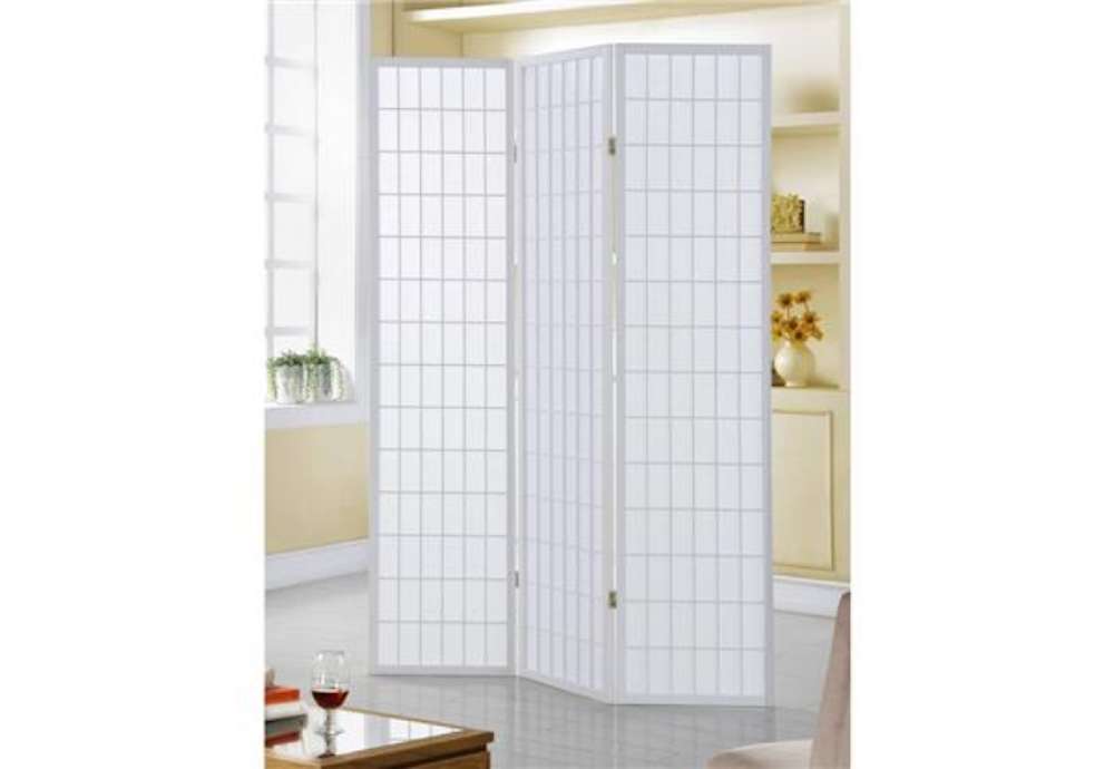 Immagine di Paravento a 3 ante Serena Group in legno e carta di riso bianco 130,5x178 cm NY1004-3