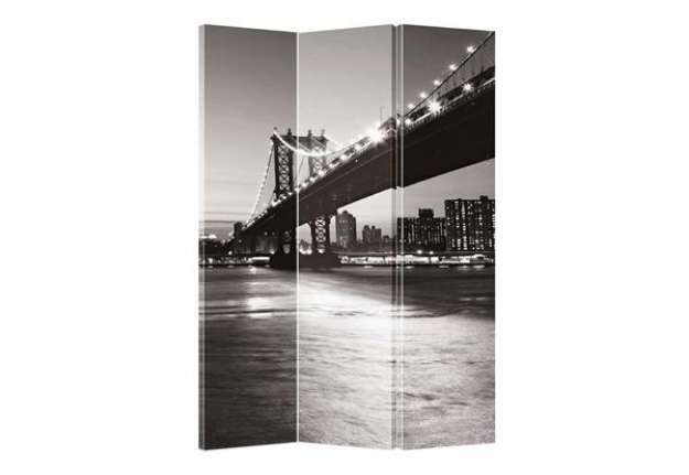 Immagine di Paravento a 3 ante Serena Group in legno e carta di riso fantasia Brooklyn 120x180 cm - NY-1068-3