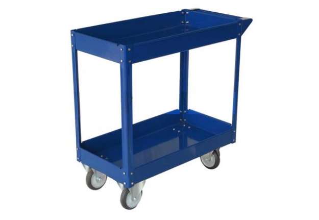 Immagine di Carrello in acciaio Serena Group a 2 ripiani blu 84x41x82 cm - portata 100 kg TC4102