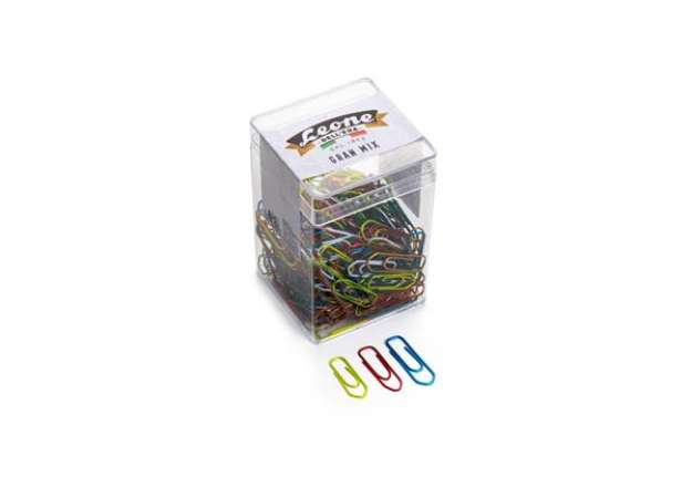 Immagine di Fermagli Leone in filo colorato metallizzato Gran Mix misure assortite scatola da 125 g. - FXB125GMI
