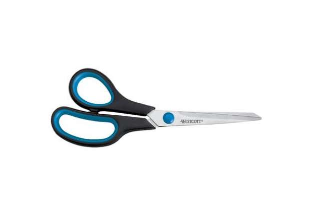 Immagine di Forbici per mancini Westcott Soft Grip Easy Grip asimmetriche - 20,1 cm blu/nero - E-30282 00