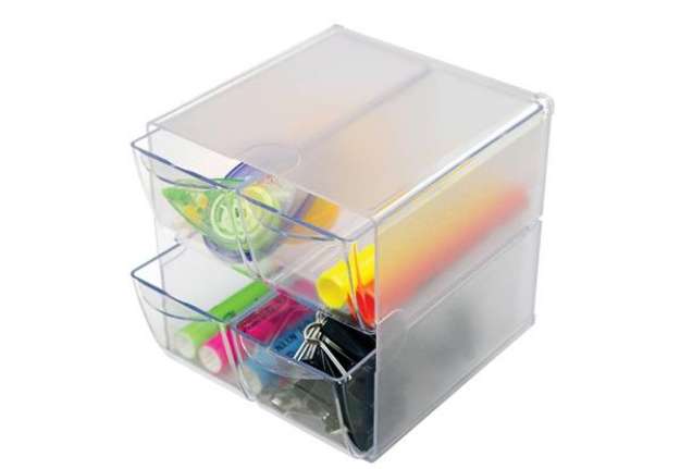 Immagine di Cubo organizer deflecto® in polistirene con 4 cassetti trasparente 15,2x15,2x15,2 cm - 350301