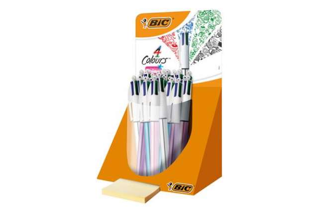 Immagine di Penna 4 colori Shine - colori assortiti - Bic - expo 20 pezzi