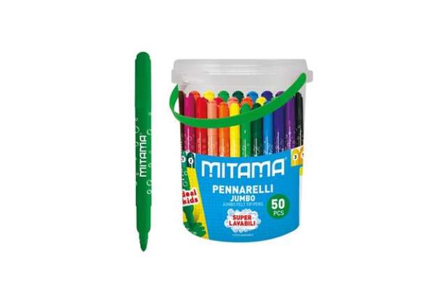 Immagine di Pennarelli Mitama JumboSuper Lavabili - punta maxi 5 mm - colori assortiti - conf. 50 pezzi 62875