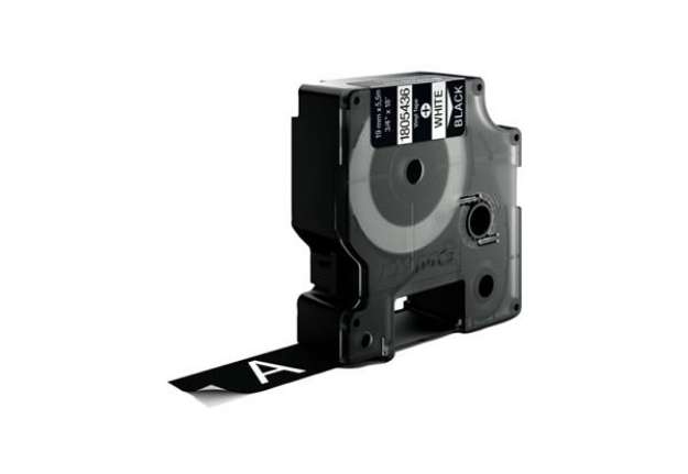 Immagine di Nastro in Nylon per etichettatrice Rhino colore bianco/nero Dymo 19 mm x 5,5 mt 1805436
