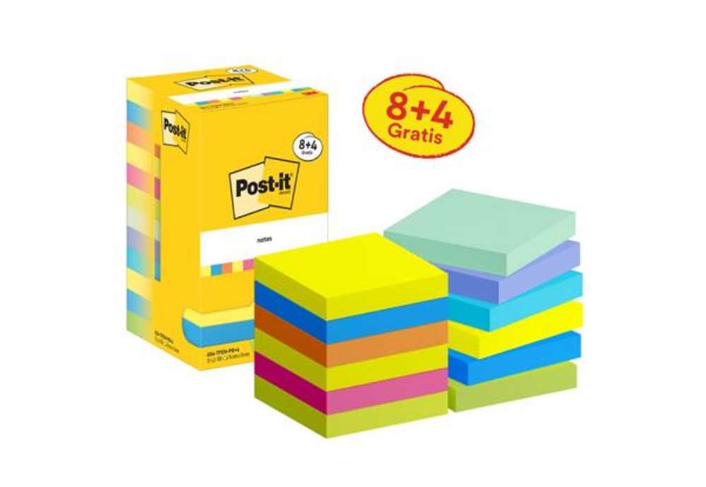 Immagine di Promo pack 8+4 Post-it® standard 654 colori assortiti TFEN e BEACHSIDE - 76x76 mm - 7100290184