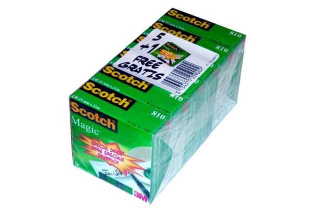 Immagine di Nastro adesivo Magic 810 - permanente - 19 mm x 33 mt - trasparente - ScotchR - Promo Pack 5+1 rotol