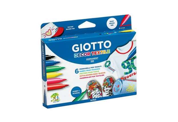 Immagine di Pennarelli per tessuti GIOTTO Decor Textile tratto fine 1-3 mm assortiti astuccio da 6 - F49480000