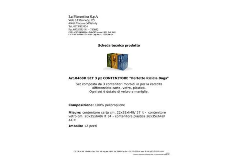 Immagine di Contenitori raccolta differenziata Perfetto Set 3 pz. verde / giallo / blu 0468D