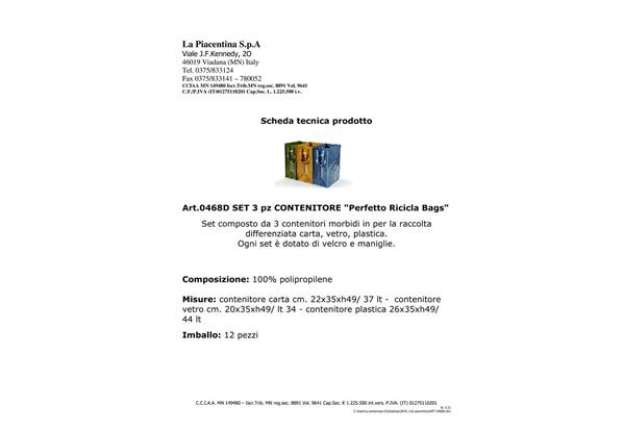 Immagine di Contenitori raccolta differenziata Perfetto Set 3 pz. verde / giallo / blu 0468D