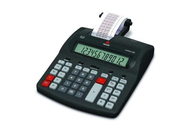 Immagine di Calcolatrice scrivente da tavolo OLIVETTI Summa 303EU con display LCD a 12 cifre nero - B4646 000