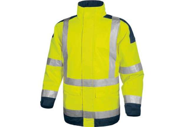 Immagine di Giacca da lavoro Delta Plus Parka Easy View c/zip imperm. - Cl.3 - 4 tasche - argento giallo fluo-bl