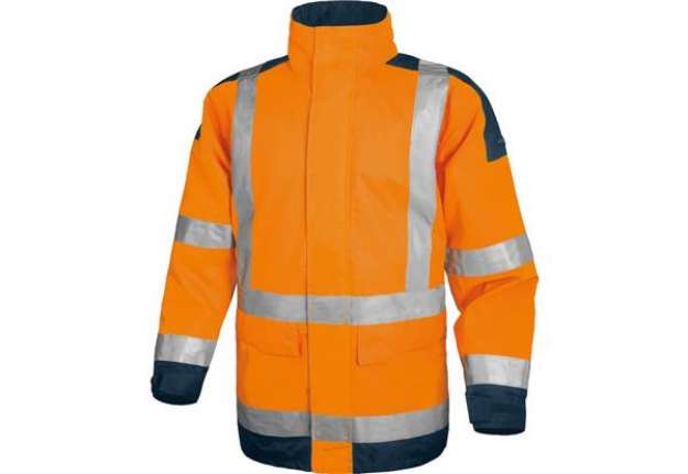 Immagine di Giacca da lavoro Delta Plus Parka Easy View c/zip imperm. - Cl.3 - 4 tasche - argento arancio fluo-b