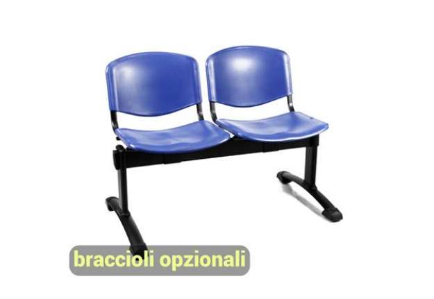 Immagine di Panca 2 posti attesa Unisit Dado D5P2P - PPL nero D5P2P/NE