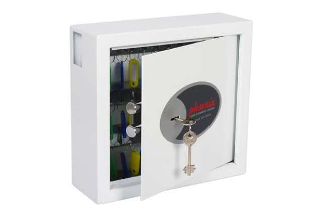 Immagine di Cassaforte portachiavi 30 ganci Security Italia Cygnus bianco serratura a chiave bianco - KS0031K